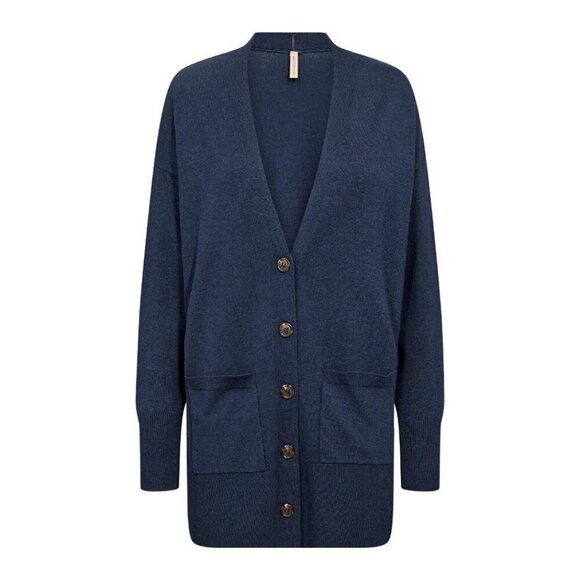 NWT SOYA CONCEPT DOLLIE 739 Navy Blue Iris Mid Length Button Down Cardigan - Picture 1 of 2